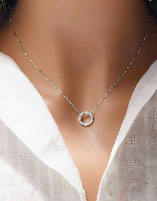 Round Cubic Zirconia Necklace 925