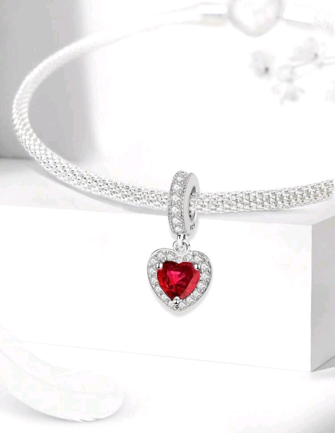 925 Sterling Silver Red Heart Charm – Elegant & Timeless Jewelry for Bracelets & Necklaces