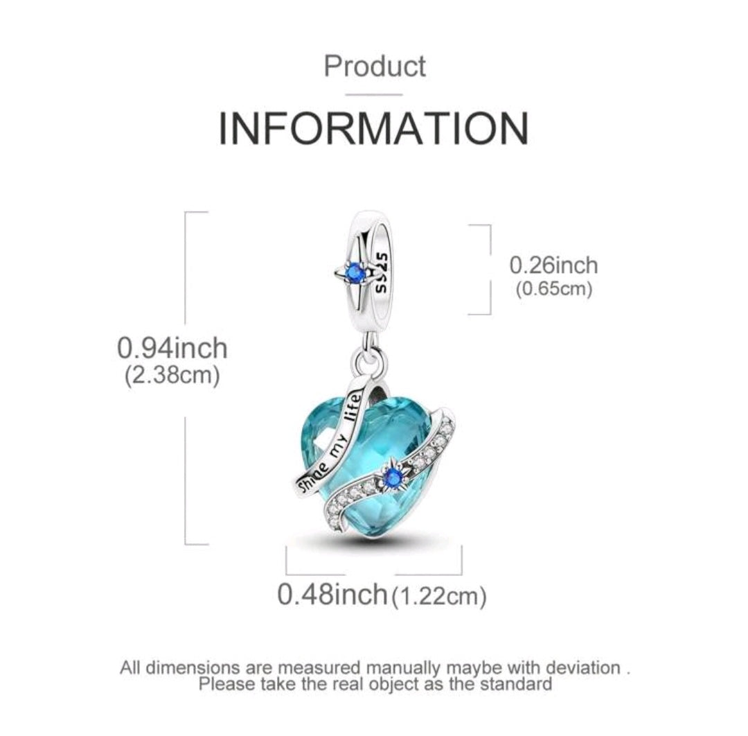 925 Sterling Silber Shine My Life Blauer Herzanhänger – Eleganter & Zeitloser Schmuck für Armbänder & Halsketten