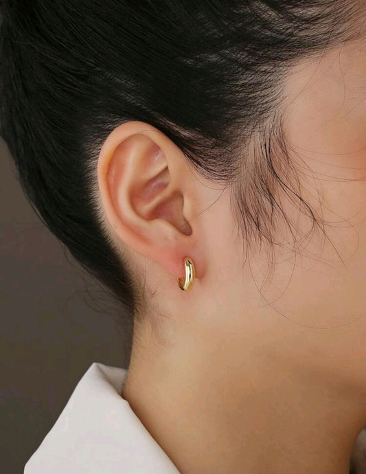 925 Gold Round Hoop Earrings For Women