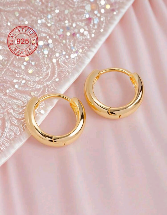 925 Gold Round Hoop Earrings For Women