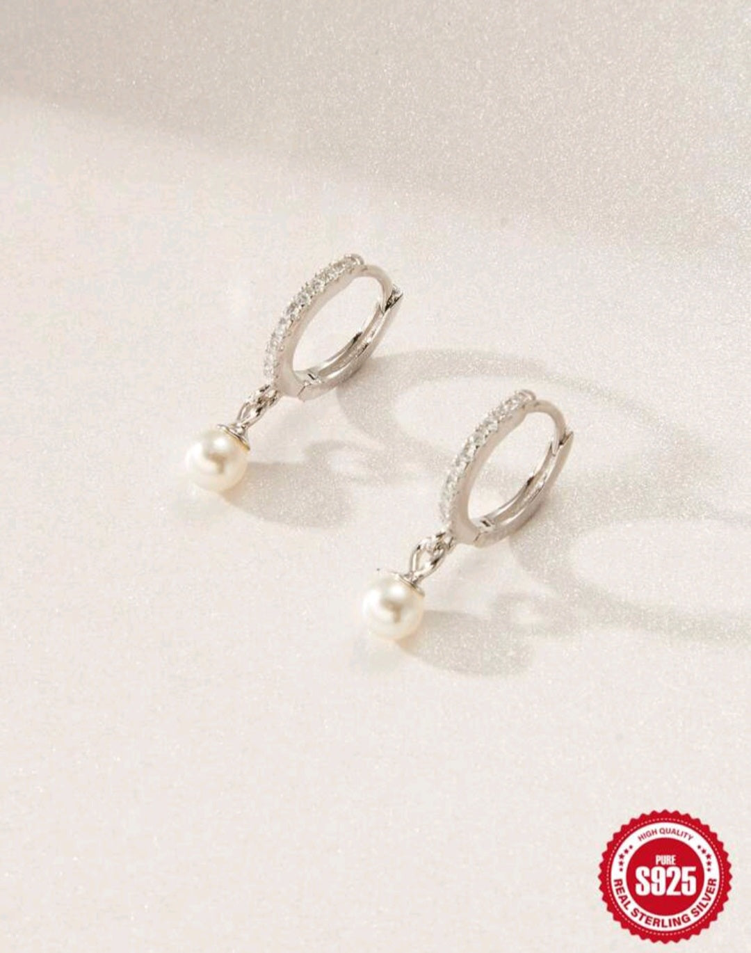 925er Sterling Silber Perlenohrringe für Damen, Gold- und Silberohrringe