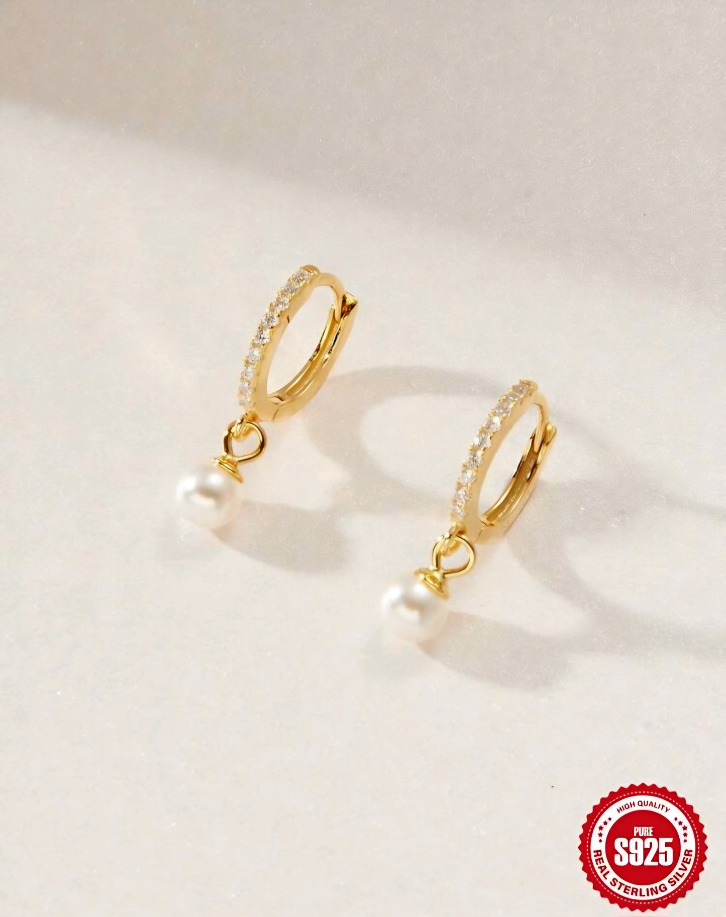 925er Sterling Silber Perlenohrringe für Damen, Gold- und Silberohrringe