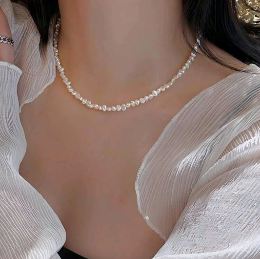 925 Sterling Silver Necklace 4-5mm small pearl