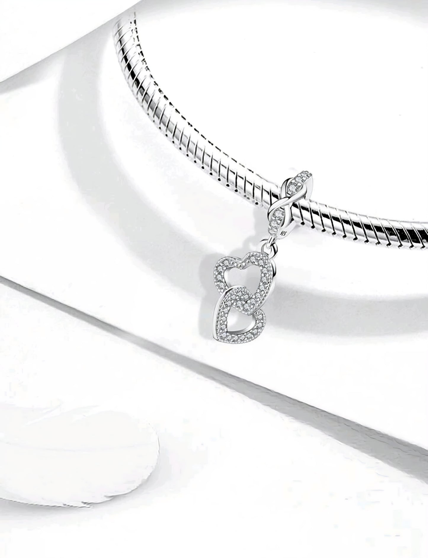 925 Sterling Silber Doppelherz-Anhänger – Eleganter & Zeitloser Schmuck für Armbänder & Halsketten