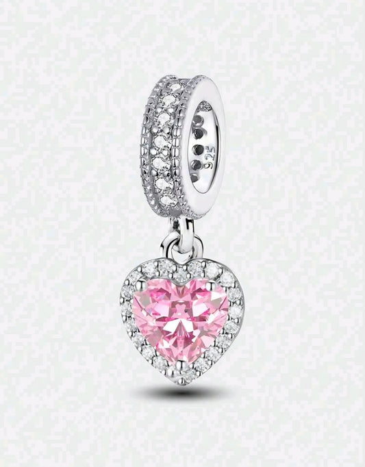 925 Sterling Silber Rosa Herzanhänger – Eleganter & Zeitloser Schmuck für Armbänder & Halsketten