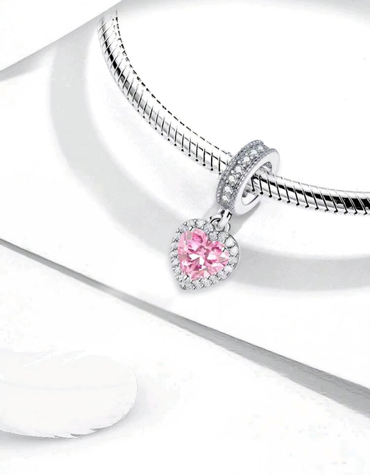 925 Sterling Silber Rosa Herzanhänger – Eleganter & Zeitloser Schmuck für Armbänder & Halsketten