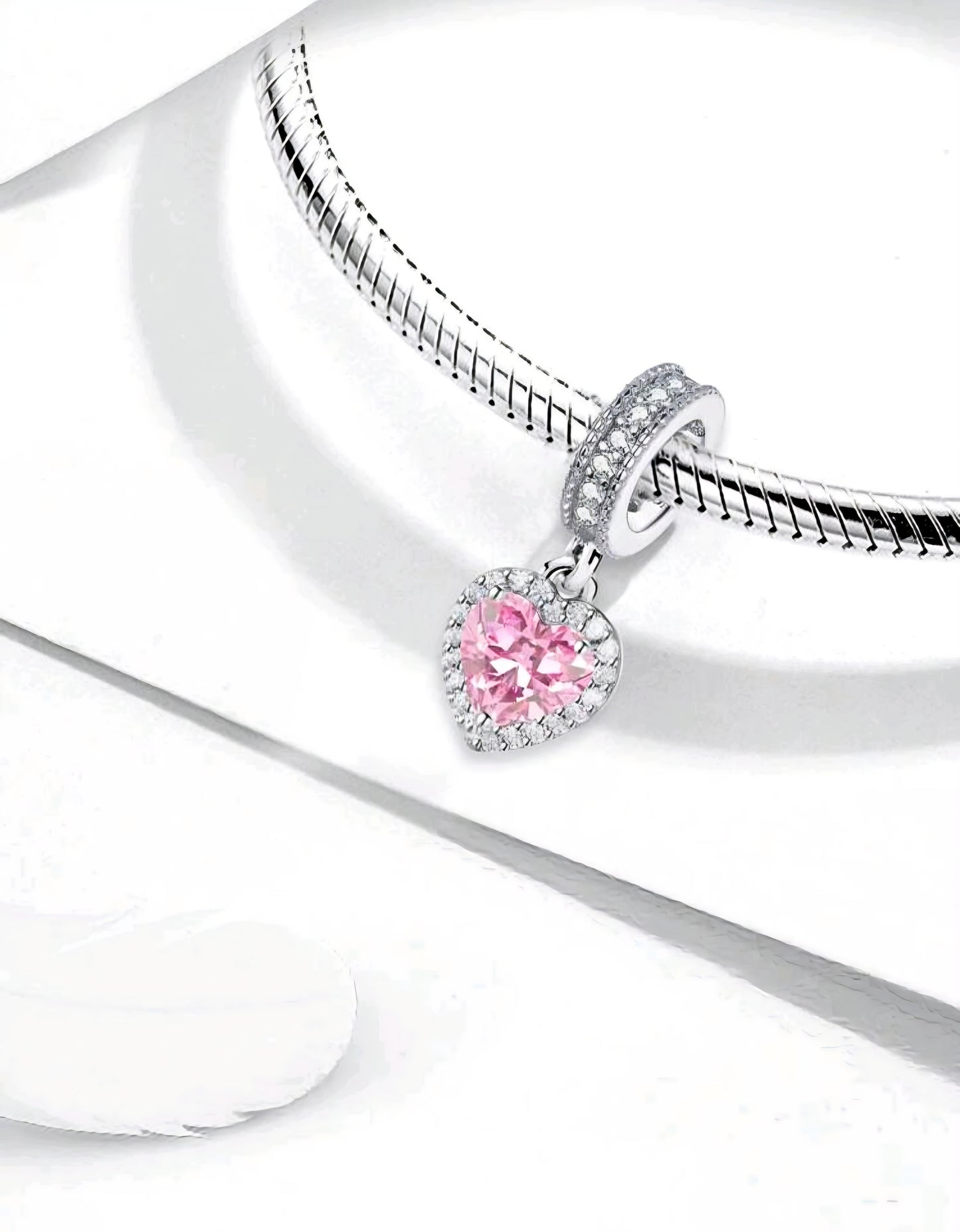 925 Sterling Silber Rosa Herzanhänger – Eleganter & Zeitloser Schmuck für Armbänder & Halsketten