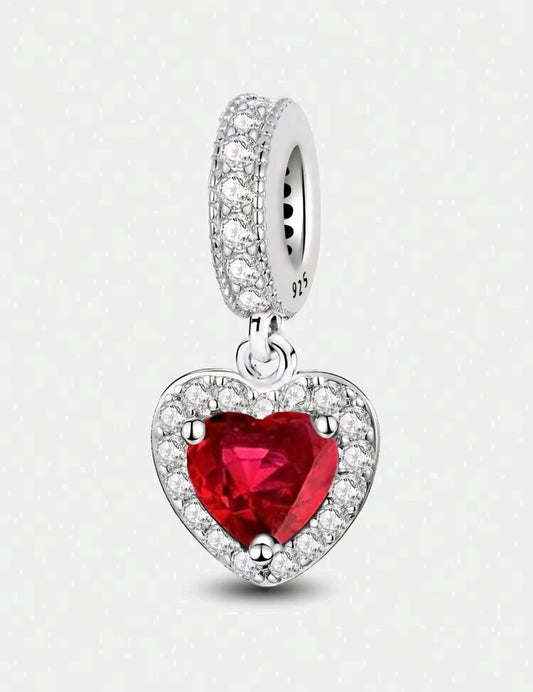 925 Sterling Silber Rot Herz Charm – Eleganter & Zeitloser Schmuck für Armbänder & Halsketten