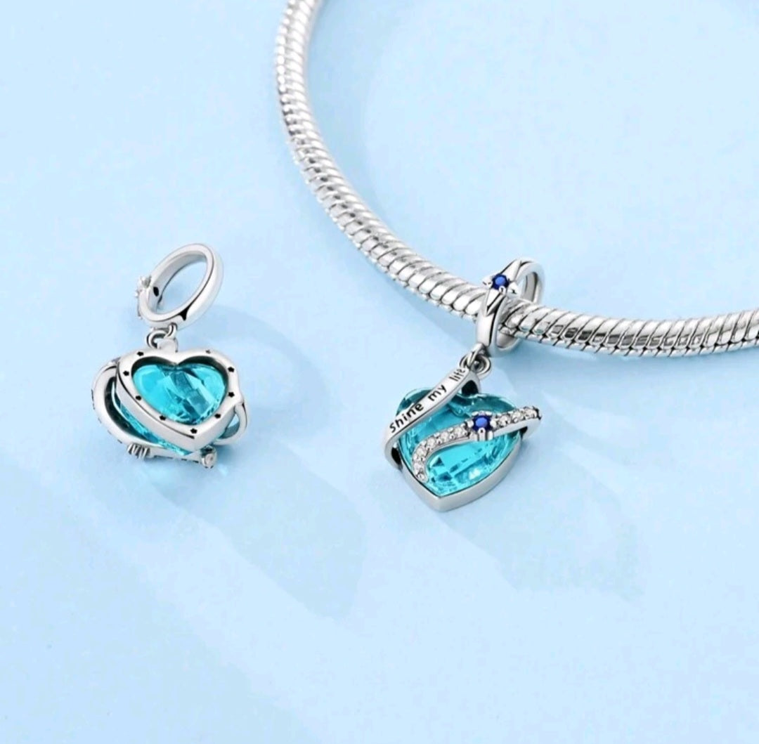 925 Sterling Silber Shine My Life Blauer Herzanhänger – Eleganter & Zeitloser Schmuck für Armbänder & Halsketten