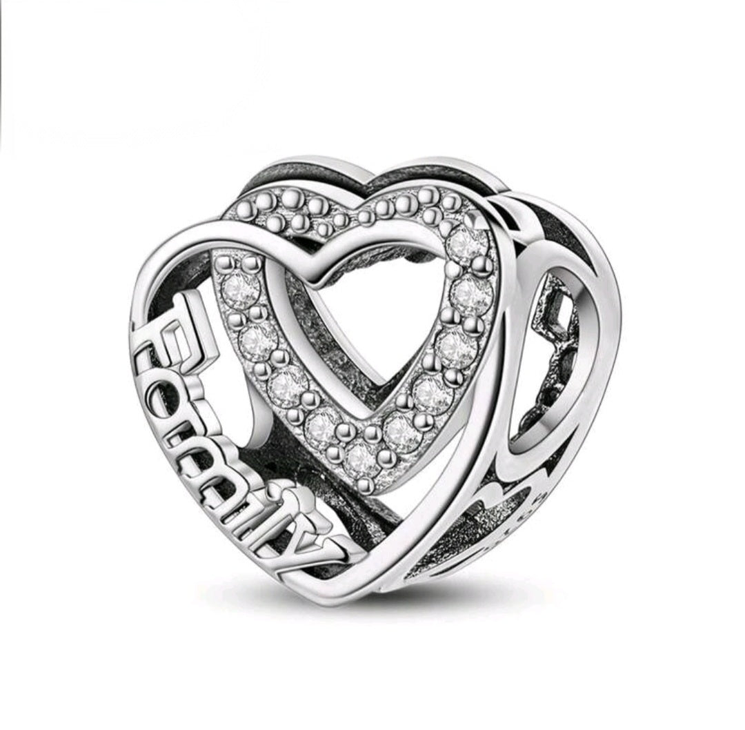 925er Sterling Silber Familien-Herz-Anhänger – Eleganter & zeitloser Schmuck für Armbänder & Halsketten