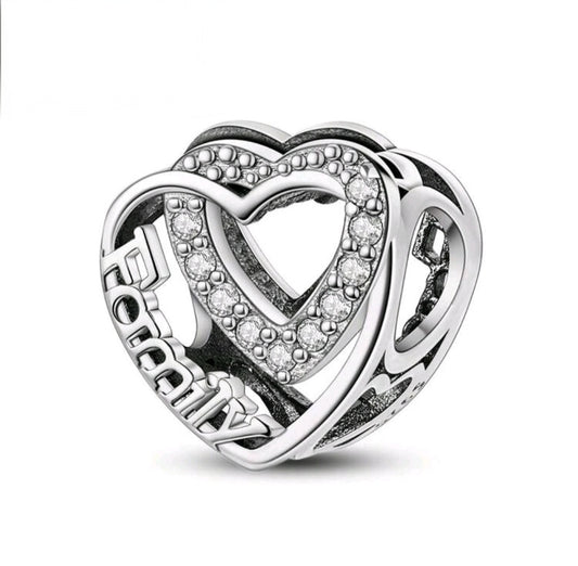 925er Sterling Silber Familien-Herz-Anhänger – Eleganter & zeitloser Schmuck für Armbänder & Halsketten