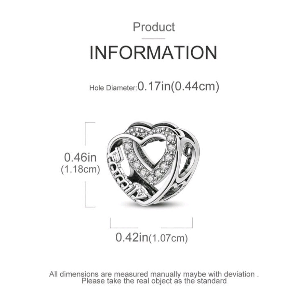 925er Sterling Silber Familien-Herz-Anhänger – Eleganter & zeitloser Schmuck für Armbänder & Halsketten