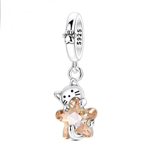 925 Sterling Silver Star Cat Charm – Elegant & Timeless Jewelry for Bracelets & Necklaces