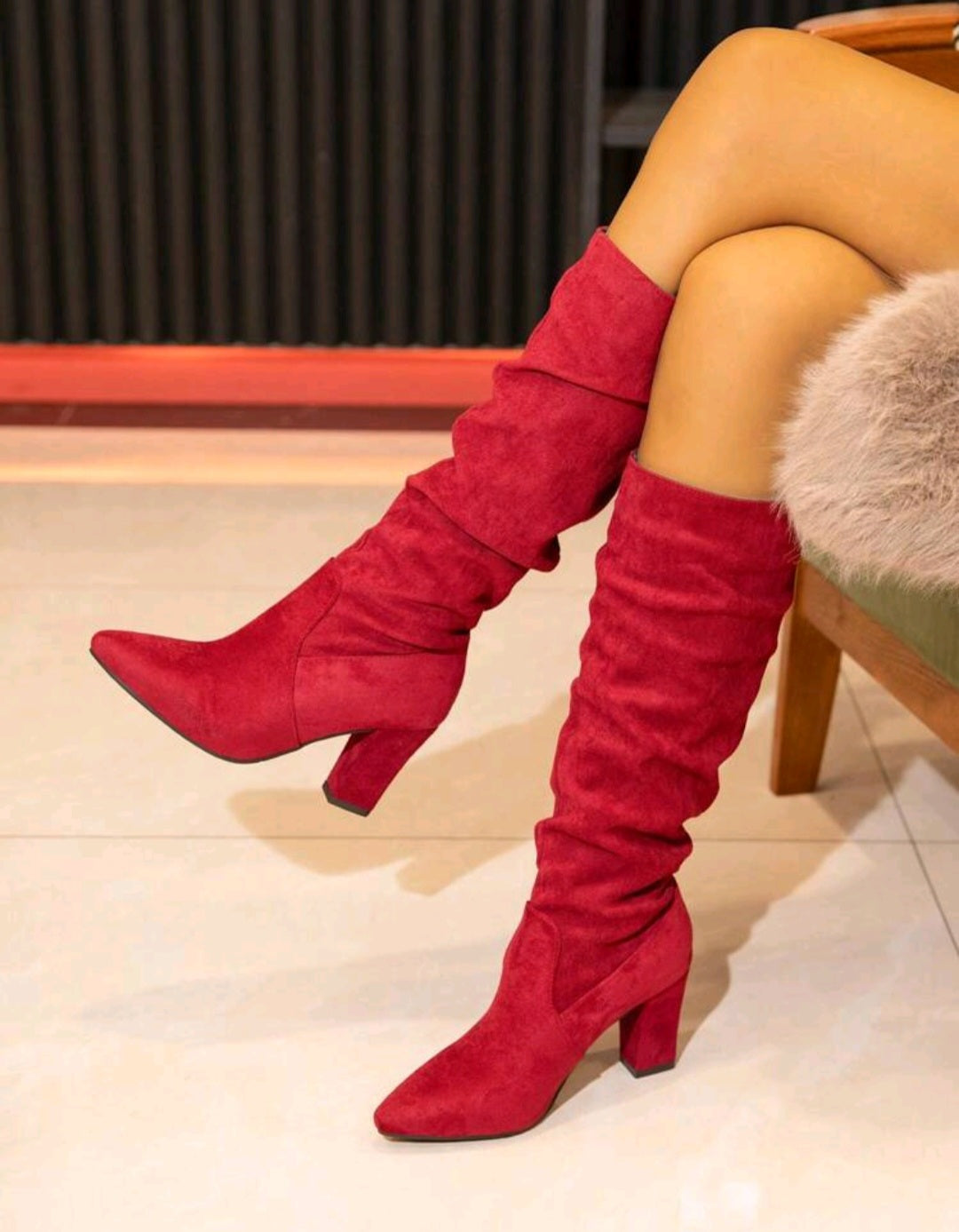 Slouchy Knee-High Boots for Women – Pointed Toe High Heel Boots