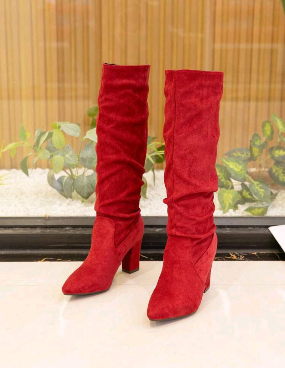 Slouchy Knee-High Boots for Women – Pointed Toe High Heel Boots