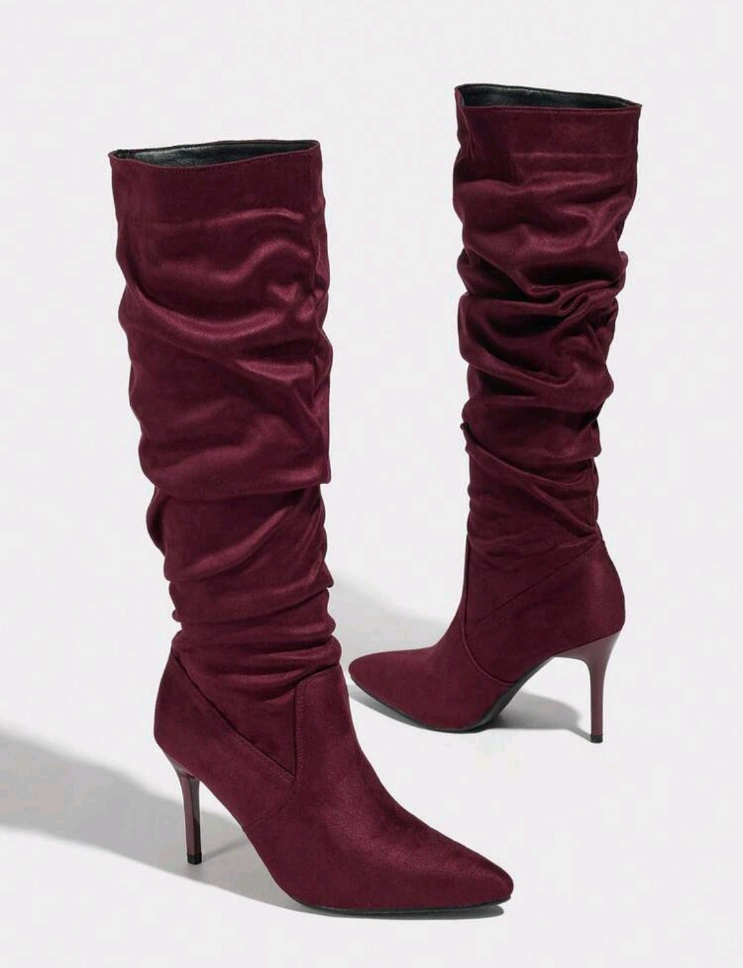 Trendige Slouchy Kniehohe Stiefel – Elegante High Heels mit spitzer Zehenpartie für Damen