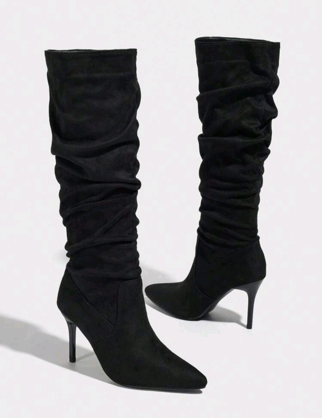 Trendige Slouchy Kniehohe Stiefel – Elegante High Heels mit spitzer Zehenpartie für Damen