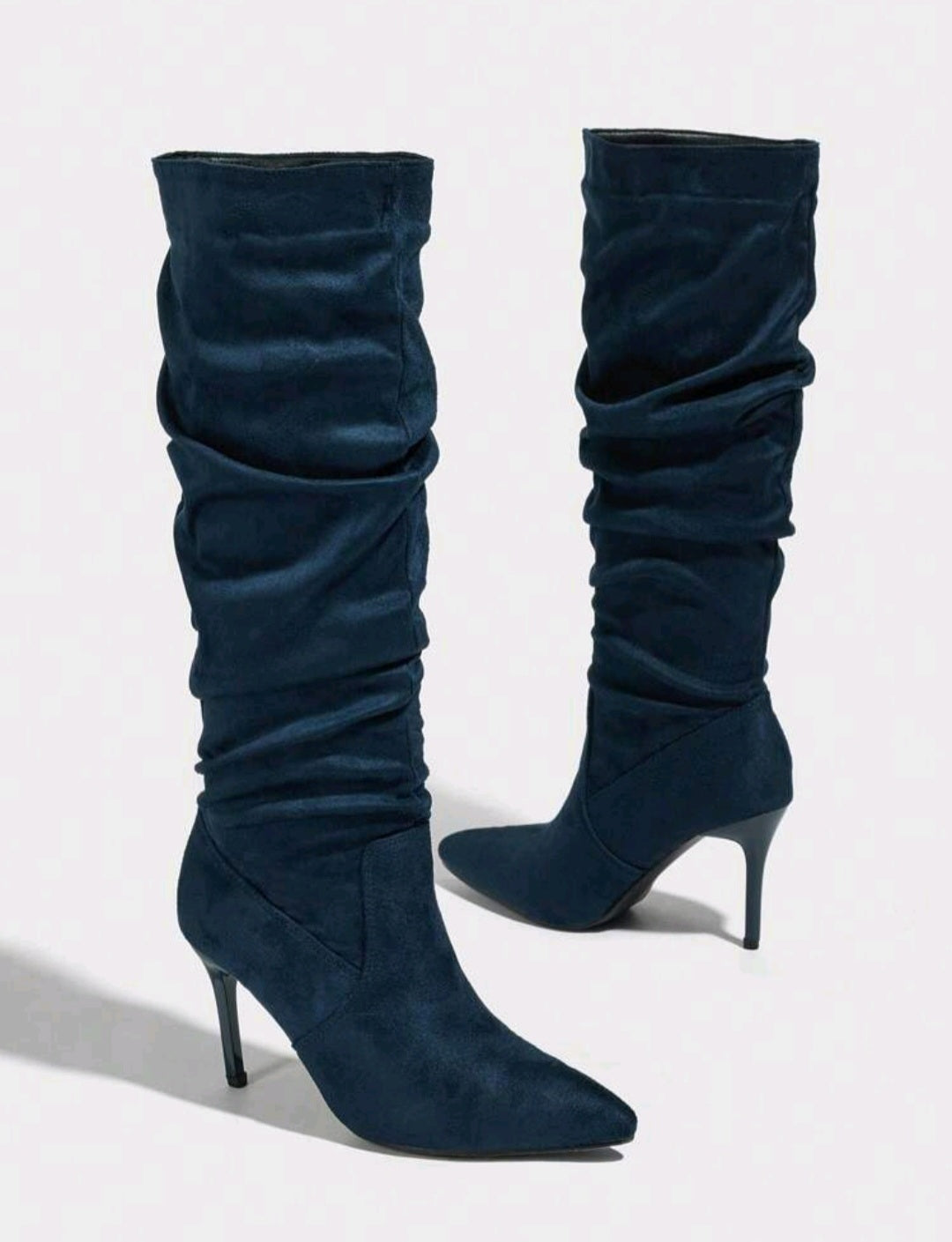 Trendige Slouchy Kniehohe Stiefel – Elegante High Heels mit spitzer Zehenpartie für Damen