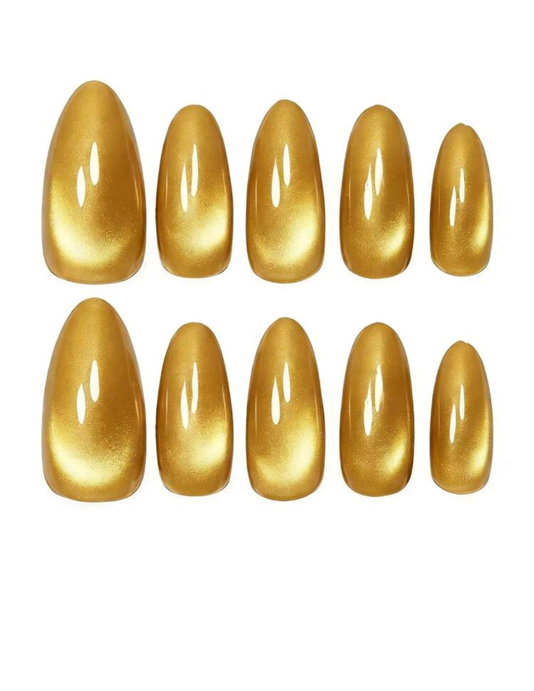 Luxury Gold Glitter Press-On Nails – Glossy Almond Shape Set