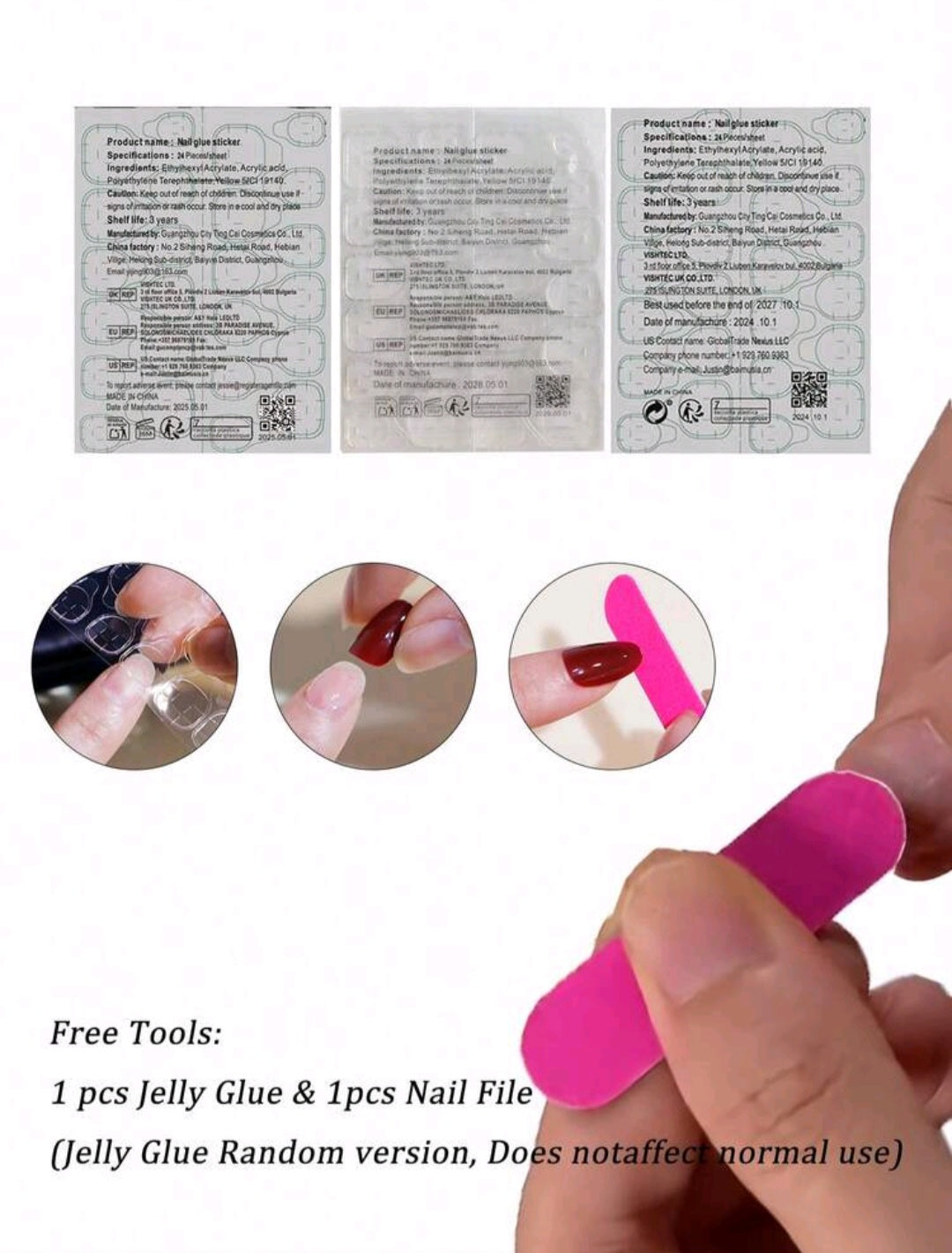 4-in-1 Nude Press-On Nails Set – glänzende Mandelform (verschiedene Farben)