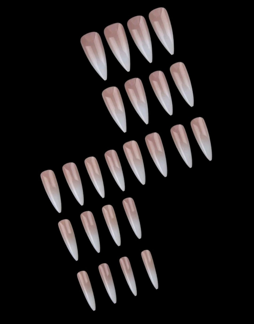 Ombre Nude Press-On Nails – Long Stiletto Glossy Set