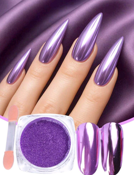 Lila Chrome Nagelpuder-Kit – Spiegelglanz-Metallic-Effekt