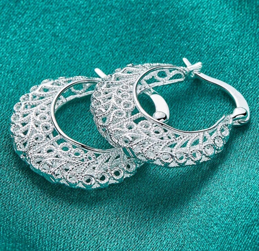 925 Silver Round Earrings For Women Sterling Silver Plated High Quality Jewerly