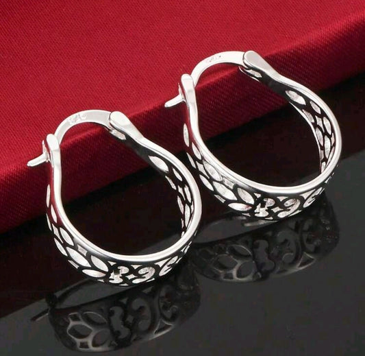 925 Silver Hoop Earrings Round For Women High Quality Jewerly