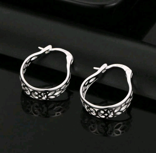 925 Silver Hoop Earrings Round For Women High Quality Jewerly