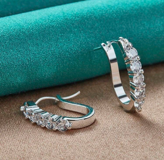 925 Earrings sterling silver plated crystal hoop earrings for women
